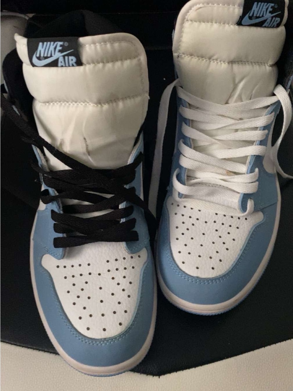 Nike Air High-Top Sneakers in White and Light Blue